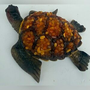Vintage Artisan Genuine Baltic Amber Sea Turtle Figurine
